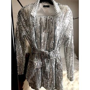 Sequin pant suit with belt